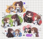  ! !! ... 1girl 2boys :d ? anger_vein animal_ears black_hair black_hanfu blunt_bangs blush braid braided_hair_rings broom brown_eyes brown_hair cat_boy cat_ears cat_tail center-flap_bangs check_commentary chibi chibi_only chinese_clothes chinese_text closed_eyes closed_mouth commentary_request cross_background curtained_hair dog_boy dog_ears drop_shadow flower_symbol furrowed_brow grey_background grid_background hair_ribbon hair_rings half_updo hand_fan hand_on_own_hip hanfu heart heart_background high_ponytail highres holding holding_broom holding_fan kongbbang_d korean_text layered_sleeves long_hair long_sleeves looking_at_another looking_back luo_binghe male_focus multiple_boys multiple_views ning_yingying outline parted_bangs pointing pointing_at_another polka_dot polka_dot_background ponytail puff_of_air red_eyes renzha_fanpai_zijiu_xitong ribbon ribboned_xiao_guan shaded_face shen_qingqiu shout_lines side_braid side_part sidelocks smile sparkle spoken_ellipsis spoken_heart star_(symbol) star_symbol_background tail talking time_progression translation_request twintails v-shaped_eyebrows waving wavy_hair white_hanfu white_outline white_ribbon wide_sleeves yaoi yellow_background zuiyin 