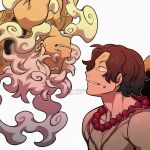  2boys absurdres artist_name bead_necklace beads black_hair cloud_hair collarbone commentary curly_eyebrows eye_contact freckles gear_fifth grin hat hat_on_back highres jewelry kageimo looking_at_another male_focus monkey_d._luffy multiple_boys necklace one_piece parted_bangs parted_lips pectorals portgas_d._ace profile red_eyes scar scar_on_cheek scar_on_face short_hair simple_background smile straw_hat sweatdrop symbol-only_commentary teeth topless_male twitter_username upper_body watermark white_background white_hair wide-eyed 