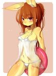  brown_hair clothing female fur hair kemono lagomorph mammal panties rabbit red_eyes short_hair solo underwear yellow_fur すうりん 