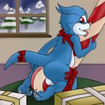  abdominal_bulge anal anal_insertion anal_penetration ass_juice backsack balls bandai bow butt candy_cane christmas colored digimon food food_play holidays insertion inside kneeling looking_back male penetration rear_view ribbons scalie shaded solo spread_butt spreading tight_fit tygre_(artist) veemon 