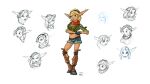16:9 2002 blonde_hair bob_rafei bottomwear breasts clothing ear_piercing ear_ring elf female fingerless_gloves gloves green_clothing green_topwear hair handwear hi_res humanoid humanoid_pointy_ears jak_and_daxter naughty_dog navel not_furry official_art piercing pointy_ears ring_piercing shorts simple_background smile solo sony_corporation sony_interactive_entertainment standing tess_(jak_and_daxter) topwear white_background widescreen