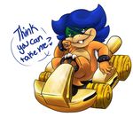  blue_hair claws english_text hair kart ketaimesu koopa koopaling ludwig_von_koopa male mario_bros mario_kart mario_kart_8 nintendo nude plain_background scalie sitting solo teeth text video_games white_background young 