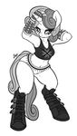  2014 absurd_res ammo_belt anthro clothing equine female fingerless_gloves friendship_is_magic gloves greyscale hair hi_res horn mammal monochrome my_little_pony panties solo standing sweetie_belle_(mlp) underwear unicorn zajice 