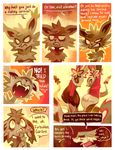  2014 alice_(floraverse) angry annoyed anthro canine cat collar comic dialogue english_text feline female floraverse flower fur group jacklyn_(floraverse) kemono mammal naga open_mouth plant purplekecleon red_eyes reptile scalie scarf snake text thistle_(floraverse) wolf yelling yellow_eyes 