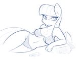  2014 absurd_res ambris anthro anthrofied bikini clothing earth_pony equine female friendship_is_magic hi_res horse lying mammal maud_pie_(mlp) monochrome my_little_pony navel on_side pony solo swimsuit 