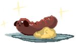  :3 ambiguous_gender canine cute dog food happy hot_dog ketchup korichi mammal mustard pixel_art solo 