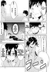  animal_tail black_hair clothing comic female fox_tail greone hair human japanese_clothing kemono long_hair male mammal nme shocked short_hair transformation translated 