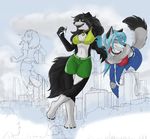  aircraft airplane annette belt bikini_top border_collie canine clothing collar dog female group husky jeans karla leash macro mammal nikita saluki scream_(artist) shorts spiked_collar tag 