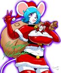  2014 anthro big_breasts breasts christmas cleavage clothed clothing cute female giant holidays larger_female male mammal mouse rodent size_difference solo speeds 