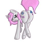  anus bent_over butt equine fan_character female feral hair horn itspencilguy looking_back mammal my_little_pony plain_background presenting presenting_hindquarters pussy solo unicorn white_background 