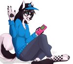  anthro breasts canine clothing dog eyewear female gameboy glasses hat husky mammal nintendo siberian_husky solo sparx_traxx video_games wolflady 