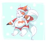  blush christmas clothing hat holidays male moobs nintendo obese open_shirt overweight pok&eacute;mon pom_hat sack santa_claus santa_costume santa_hat shirt shorts solo video_games zangoose zangusuu 