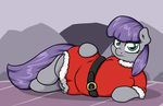  abstract_background christmas chubby clothed clothing equine female friendship_is_magic fur graphene grey_fur hair hi_res holidays horse long_hair looking_at_viewer mammal maud_pie_(mlp) my_little_pony pony purple_hair solo teal_eyes 