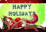  anthro antlers breasts canine christmas female holidays horn looking_at_viewer mammal shenba solo text wolf 