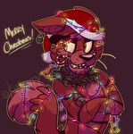  animatronic anthro candy_cane christmas five_nights_at_freddy&#039;s foxy_(fnaf) hat holidays hook lights machine male mechanical mistletoe plant pom_hat robot santa_hat solo 