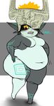  blush english_text female imp midna obese overweight pew-pew-pow solo text the_legend_of_zelda thick_thighs twilight_princess video_games yellow_sclera 