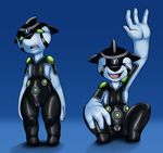  4_fingers alien anthro ben_10 blue_background c0nnerc00n cartoon_network cuntboy ditto_(ben_10) duo eyes_closed intersex open_mouth plain_background pussy sitting standing 
