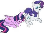  anatomically_correct animal_genitalia anus butt cutie_mark duo equine equine_pussy female feral friendship_is_magic hair horn horn_sex horse insertion lesbian mammal multicolored_hair my_little_pony onetrickpony open_mouth penetration plain_background pony pussy rarity_(mlp) twilight_sparkle_(mlp) unicorn wings 