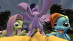  3d anatomically_correct animal_genitalia cgi cum cum_in_pussy cum_inside equine female feral fluttershy_(mlp) friendship_is_magic group horse mammal my_little_pony pony pussy rainbow_dash_(mlp) skunkfrakker teats twilight_sparkle_(mlp) 