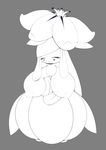  big_breasts breast_grab breasts female flora_fauna flower grey_background huge_breasts lilligant monochrome nintendo nipples plain_background plant pok&eacute;mon solo video_games wide_hips 