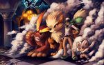  ambiguous_gender arcanine darmanitan group haychel human male mammal minccino n_(pok&eacute;mon) nintendo pok&eacute;mon smoke video_games 