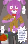  animatronic anthro black_pants blush bonnie_(fnaf) bow_tie brown_fur brown_shirt color comic cute discordmelody disembodied_hand duo female five_nights_at_freddy&#039;s freckles full_page fur hair jasmine_ivory lagomorph machine male mammal masturbation mechanical penis purple_fur purple_hair rabbit robot rodent shocked solo_focus squirrel 