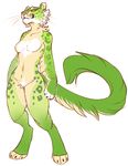  anthro breasts feline female fur green_fur hoot leopard long_tail mammal navel nude paws smile smirk snow_leopard solo spots standing whiskers yellow_eyes 