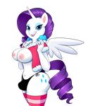  2014 alpha_channel anthro anthrofied big_breasts blue_eyes breasts bulge clothing commissionedbutts dickgirl equine eyelashes eyeshadow friendship_is_magic fur hair horn intersex jacket looking_at_viewer makeup mammal my_little_pony navel nipples panties plain_background purple_hair rarity_(mlp) smile socks solo striped_legwear transparent_background underwear white_fur winged_unicorn wings 