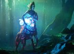  centaur chase_stone cornucopia creek equine flower forest glowing human magic_the_gathering male mammal nature official_art outside plant power solo standing taur toned tree 
