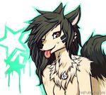  anthro black_nose canine facial_piercing female fox hair looking_at_viewer mammal one_eye_closed piercing solo tongue tongue_out tongue_piercing vyrissthevixen wink ☮ 