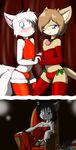  anthro arctic_fox blush bulge canine cat christmas clothing crossdressing dom domination duo feline female female_domination fox girly grin hand_holding holidays lingerie logan_the_fox male mammal smile submissive theoretical_chaos 