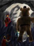  alexander_x ambiguous_gender animatronic cape cloud five_nights_at_freddy&#039;s five_nights_at_freddy&#039;s_2 foxy_(fnaf) freddy_faz_bear_(fnaf) group hat looking_at_viewer machine macro male mangle_(fnaf) mechanical micro mountain outside pinocchio robot shadow_of_the_colossus toy_bonnie_(fnaf) weapon 