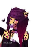  anthro black_nose cheetah chest_tuft clothed clothing feline female fur hair long_hair looking_at_viewer mammal pinke_eyes plain_background solo tuft vyrissthevixen whiskers white_background 