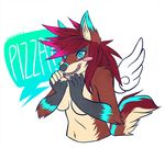  anthro blush canine claws cyan_eyes english_text female fur hair mammal navel nude open_mouth plain_background solo text two_tone_hair vyrissthevixen white_background wings 
