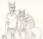  2014 anthro canine clothing dress eyewear feline female fox glasses group hug lynx male mammal rukis shaded sketch wolf 