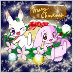  anthro blush brown_eyes chest_tuft chima christmas clover cute duo eyelashes female feral fur happy_happy_clover holidays japanese lagomorph long_ears looking_at_viewer mallow mammal meru one_eye_closed orange_fur pink_fur pixiv purple_eyes rabbit sayuri_tatsuyama shamrock short_fur snow text tuft unknown_artist white_fur wink 