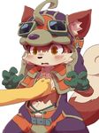  anthro blush cane_(character) clothing dagasi disembodied_hand duo fairy_musketeers gloves hand_in_fur headgear kemono male o_o open_mouth pants randagio surprise sweat vest 