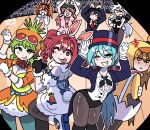  >_< 6+girls adachi_rei akita_neru anger_vein animal_costume animal_ears aqua_eyes aqua_hair audience belt beret black_bow black_hat black_necktie black_pantyhose blonde_hair blue_belt blue_bow blue_jacket blue_theme bow breasts buttons carrot carrot_necklace chicken_costume cleavage closed_eyes collared_shirt commentary cosplay dress drill_hair easter egg english_commentary english_text fur-trimmed_dress fur_trim gloves green_eyes green_hair green_hat green_shirt gumi hair_bow hair_intakes hair_ornament hair_ribbon hairclip hat hatsune_miku headlamp heart heart_hands highres hololive inaba_tewi inaba_tewi_(cosplay) jacket jewelry kasane_teto large_breasts leg_up long_hair looking_at_viewer medium_hair miracle_paint_(vocaloid) mitsuko_tan momone_momo multiple_girls neck_ribbon necklace necktie one_eye_closed one_side_up open_clothes open_jacket open_mouth orange_jacket orange_skirt pantyhose pink_dress playboy_bunny ponytail pout project_diva_(series) puffy_short_sleeves puffy_sleeves purple_hair purple_hat rabbit_costume rabbit_ears rabbit_pose rabbit_tail red_eyes red_necktie red_ribbon reisen_udongein_inaba reisen_udongein_inaba_(cosplay) ribbon shirt short_hair short_hair_with_long_locks short_sleeves skirt smile stage tail teeth tongue tongue_out top_hat touhou twin_drills usada_pekora usada_pekora_(cosplay) utane_uta utau vocaloid watermark white_bow white_dress white_gloves white_hair white_ribbon white_shirt yellow_eyes yowane_haku 
