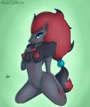  2014 anthro anthrofied atherol blue_eyes breasts canine female hi_res kneeling looking_at_viewer mammal nintendo nipples pok&eacute;mon pussy solo video_games zoroark 