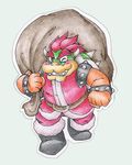  2014 bag belt boots bowser christmas holidays looking_at_viewer male mario_bros nintendo one_eye_closed santa_claus solo suit super_caterina_(artist) video_games wink 