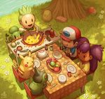  apple axew banana female food fruit grapes group human male mammal nintendo outside pansage pear pikachu pok&eacute;ball pok&eacute;mon rice ry-spirit tree unknown_character video_games 