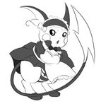  apron maid maid_uniform male monochrome nintendo pok&eacute;mon raichu solo unknown_artist video_games 