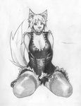  aolo canine chubby dog fangdangler female kneeling lace maid_uniform mammal monochrome rubber sketch solo 