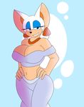  2014 anthro bat big_breasts breasts cleavage clothed clothing female huge_breasts mammal rouge_the_bat sega smile solo sonic_(series) supersonicrulaa 