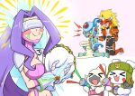  >_< 2boys 2girls :3 :d absurdres agnimon angry arm_warmers armor armored_boots bare_shoulders barefoot bear belt bikini black_bodysuit blonde_hair blue_helmet blue_leggings blue_one-piece_swimsuit blush_stickers bodysuit bokomon boots bouquet breasts butterfly_hair_ornament butterfly_wings chackmon cleavage closed_mouth collarbone colored_skin commentary covered_eyes cowboy_shot creature detached_leggings digimon digimon_(creature) digimon_frontier digimon_story:_time_stranger elbow_gloves english_commentary facial_mark fairimon festus_flare fins full_body garter_straps gauntlets gloves green_skin grey_gloves hair_ornament hairband head-mounted_display head_fins helmet highres holding holding_bouquet holding_party_popper horned_mask horns insect_wings kneeling large_breasts leggings long_hair mask monster_girl multiple_boys multiple_girls navel notice_lines one-piece_swimsuit open_mouth parted_bangs party_popper purple_arm_warmers purple_belt purple_bikini purple_hair purple_hairband ranamon red_armor red_eyes sash shoulder_pads simple_background sitting smile standing stomach strapless strapless_bikini swimsuit triangle_mouth wariza white_background white_sash wings xd 