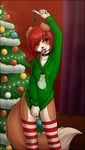  anthro blush bottomless canine christmas clothed clothing darkduck64 dog female gforce half-dressed holidays holly_(darkduck64) inviting looking_at_viewer mammal mistletoe one_eye_closed plant seductive solo sweater wink 