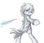  absurd_res alcor90 bipedal black_eyes cutie_mark dagger darker_than_black earth_pony equine feral friendship_is_magic fur hair hei_(darker_than_black) hi_res horse jacket male mammal my_little_pony pony solo standing trenchcoat weapon white_fur white_hair 