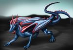  2014 biological blue_skin claws dragon horn male portrait red_skin scalie shaded solo wings 
