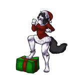  anthro christmas conquer dress female fur_trim gift holidays jazmine_wolfe shapeshifterprincess solo step_pose 