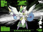  black_eyes dragonith fak&eacute;mon female fusion gardevoir humanoid jynx nintendo pok&eacute;mon shield solo swanna sword video_games weapon wings 